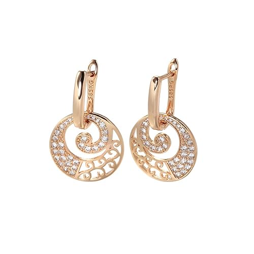 LukGud  18k Rose Gold Plated Latest Fancy Stylish Copper Zircon Bali Earrings for Women and Girls