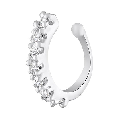 LukGud Simple and Elegant Non Piercing Nose Ring with Cubic Zirconia Stones for Women