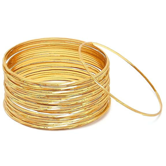 LukGud Gold Plated Set of 12 Traditional Bangles for Women and Girls