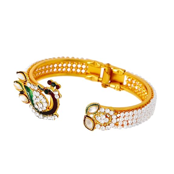 LukGud Gold Plated & styled in peacock design Bangles | Woman and Girls (Set of 2)