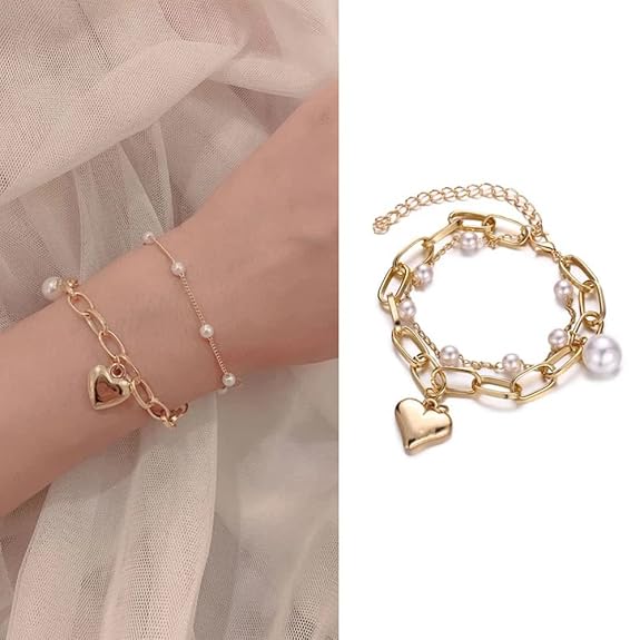 LukGud Latest Stylish Gold Plated Charm Bracelet for Women and Girls