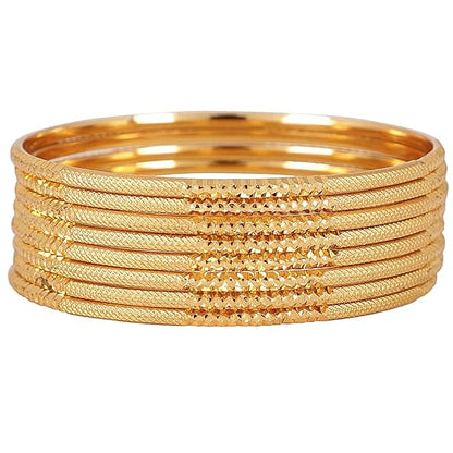 LukGud Latest Gold Plated Set of 8 Traditional Bangles for Women and Girls