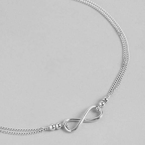 LukGud Silver Anklet | Rhodium Plated Precious Cubic Zirconia Gift Ideas-Women Chain Anklet |