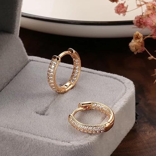 LuKGud 18k Rose Gold Plated Latest Fancy Stylish Copper Zircon Bali Earrings for Women and Girls