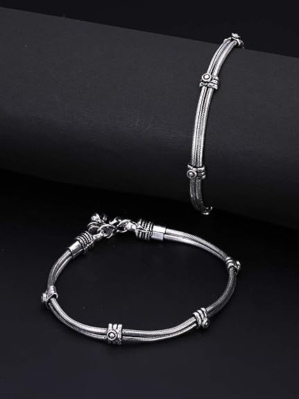 German Silver Oxidised Antique Design 2 Pc Latest Style Traditional Payal Ethnic Anklets for Women and Girls