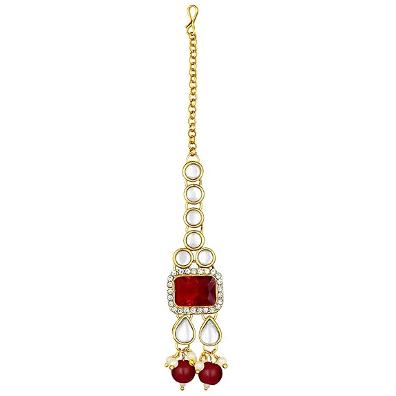 LukGud Crystal Faux Pearl Kundan Necklace & Jewelry Set Gift for Women