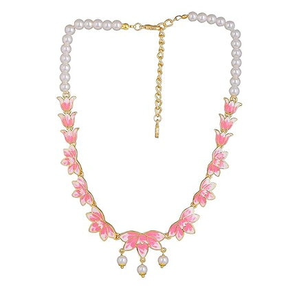 LukGud Designer Ethnic Pearl Necklace Set Versatile Chic for Women & Girls