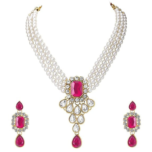 LukGud Crystal Faux Pearl Jewelry Gift Set for Women