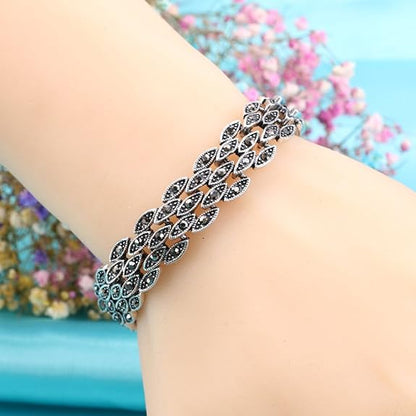 LukGud Silver Stylish Bracelet for Women & Girls (Silver)