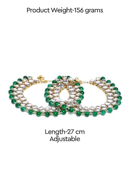 LukGud  Anklet for Women (Green)