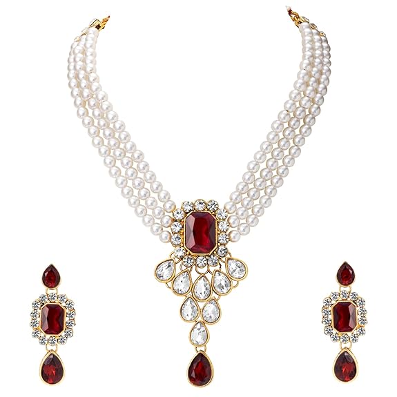 LukGud Crystal Faux Pearl Jewelry Gift Set for Women