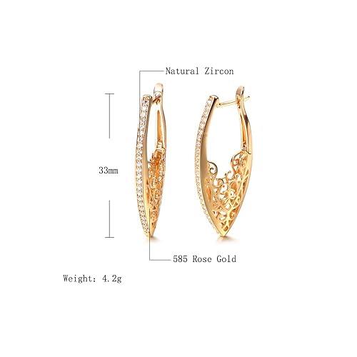 LukGud  18k Rose Gold Plated Latest Fancy Stylish Copper Zircon Bali Earrings for Women and Girls