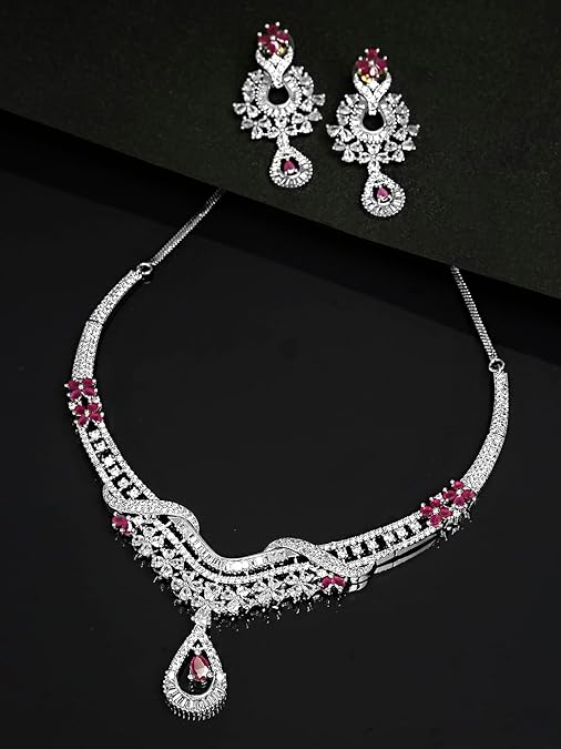 LukGud  Jewellery Set for Women and Girls American Diamond Jewellery Set