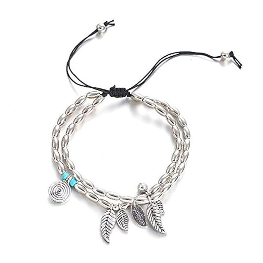 LukGud Anklets for Women and Girls Fashion Silver Oxidised Anklets for Women |