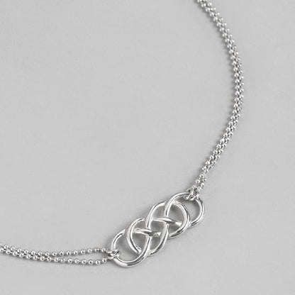 LukGud Silver Layered Dual Infinity Rhodium Plated Adjustable Chain Anklet (Single) | Gift for Women & Girls |