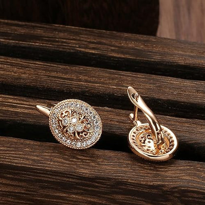 LukGud 18k Rose Gold Plated Latest Fancy Stylish Copper Zircon Bali Earrings for Women and Girls