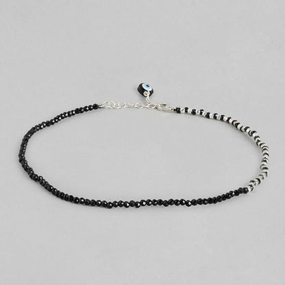 LukGud Silver Rhodium Plated Adjustable Anklet (Single) | Valentine Gift for Women & Girls