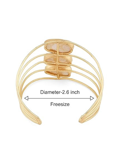 LukGud Gold Tone Contemporary Designer Cuff Bracelet For Women