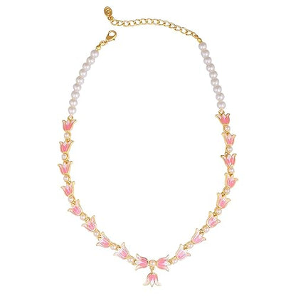LukGud Designer Ethnic Pearl Necklace Set Versatile Chic for Women & Girls