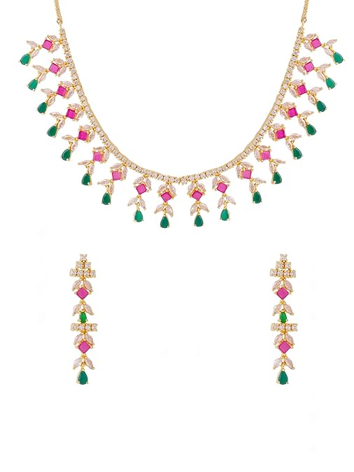 LukGud Jewellery Set for Women and Girls American Diamond Jewellery Set