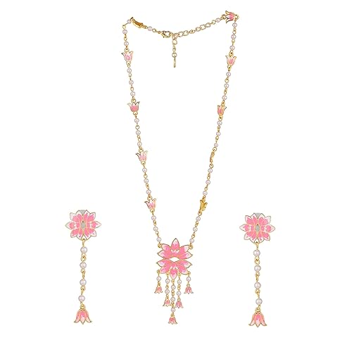 LukGud Designer Ethnic Pearl Necklace Set Versatile Chic for Women & Girls