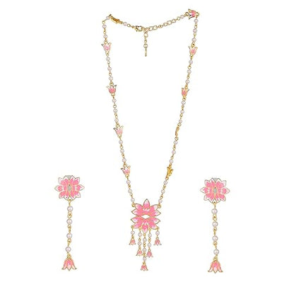 LukGud Designer Ethnic Pearl Necklace Set Versatile Chic for Women & Girls