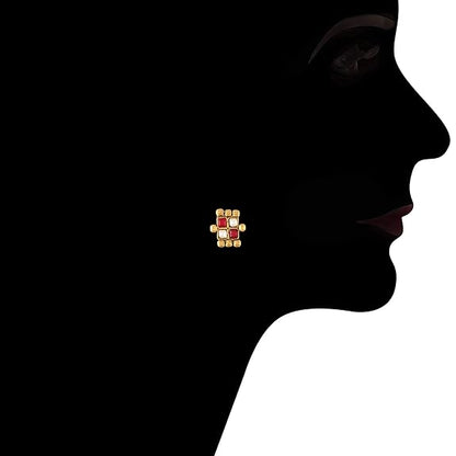 LukGud South Indian Stylish Multicolour Stone Work Long Necklace With Earrings For Women & Girls