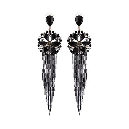 LukGud Jewellery Earrings for women Crystal Tassel Handmade Earrings for Girls and Women
