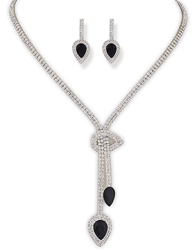 LukGud Crystal Diamond Necklace Jewellery Set for Women