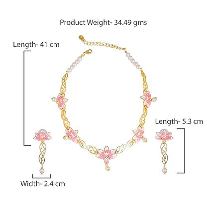 LukGud Designer Ethnic Pearl Necklace Set Versatile Chic for Women & Girls