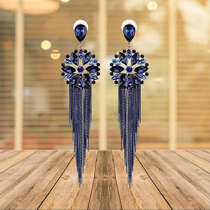 LuKGud Jewellery Earrings for women Crystal Tassel Handmade Earrings for Girls and Women