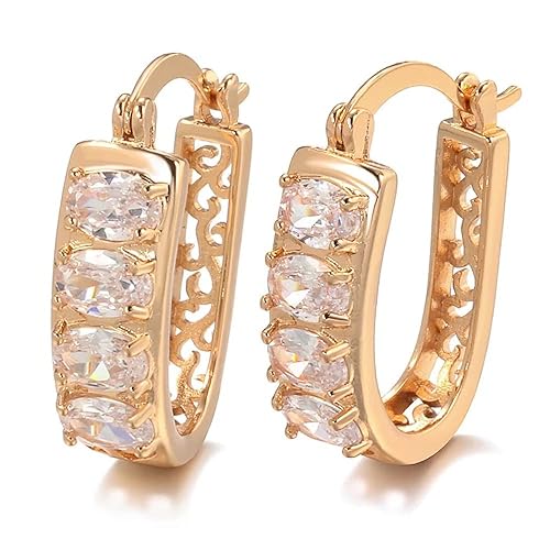 LukGud 18k Rose Gold Plated Latest Fancy Stylish Copper Zircon Bali Earrings for Women and Girls