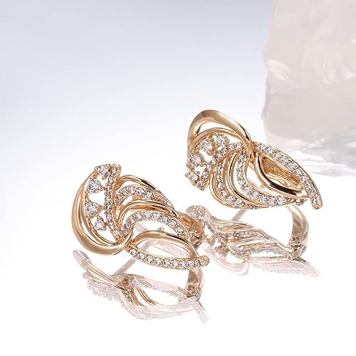 LukGud 18k Rose Gold Plated Latest Fancy Stylish Copper Zircon Bali Earrings for Women and Girls