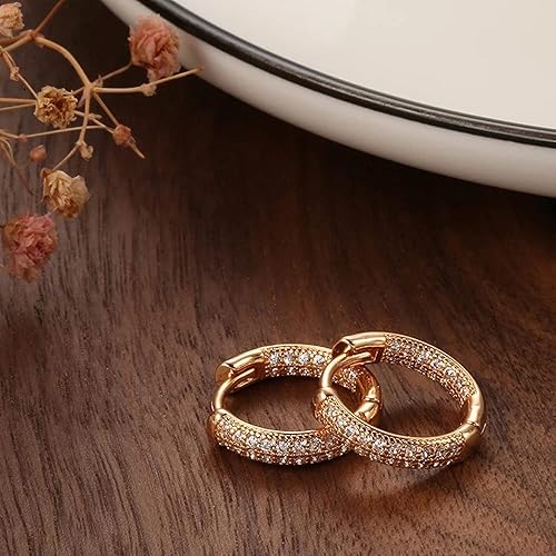 LuKGud 18k Rose Gold Plated Latest Fancy Stylish Copper Zircon Bali Earrings for Women and Girls