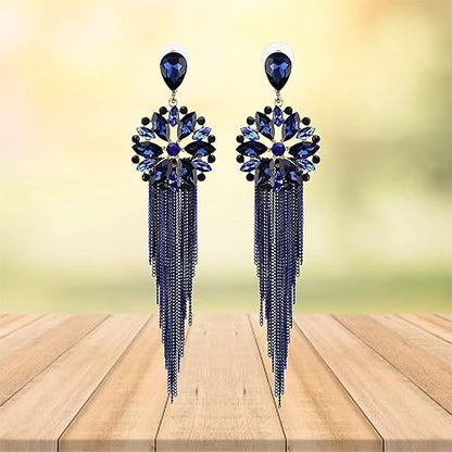 LuKGud Jewellery Earrings for women Crystal Tassel Handmade Earrings for Girls and Women