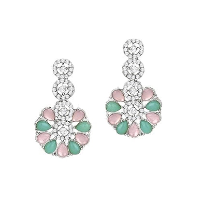 LukGud American Diamond Necklace Jewellery Set with Earrings for Women