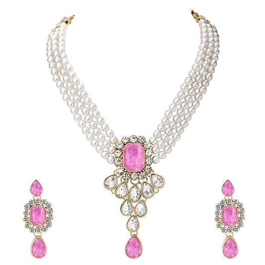 LukGud Crystal Faux Pearl Jewelry Gift Set for Women
