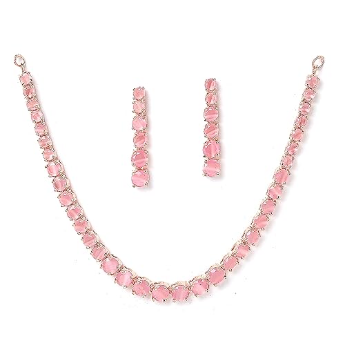 LukGud Gold Plated Handcrafted Circle Necklace Set for Women & Girls