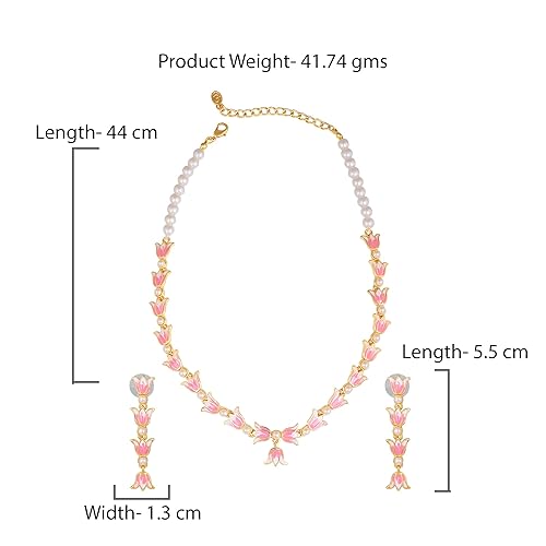 LukGud Designer Ethnic Pearl Necklace Set Versatile Chic for Women & Girls