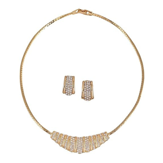 LukGud Gold Plated Austrian Crystals Necklace Set for Women