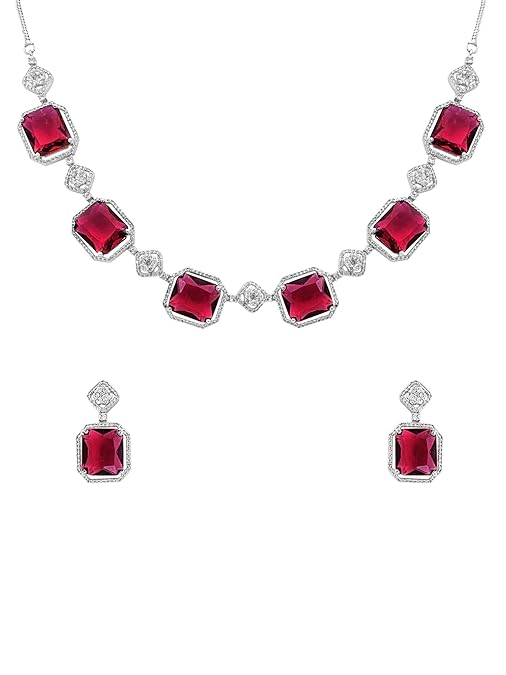 LukGud Jewellery Set for Women and Girls American Diamond Jewellery Set |