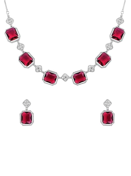 LukGud Jewellery Set for Women and Girls American Diamond Jewellery Set