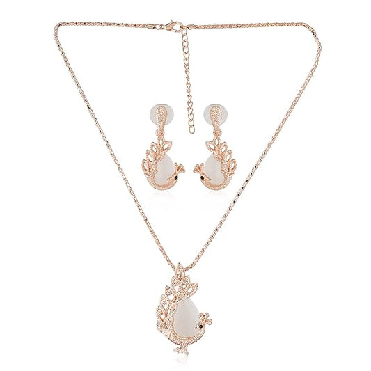 LukGud Gold Plated Austrian Crystals Necklace Set for Women