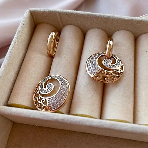 LukGud  18k Rose Gold Plated Latest Fancy Stylish Copper Zircon Bali Earrings for Women and Girls