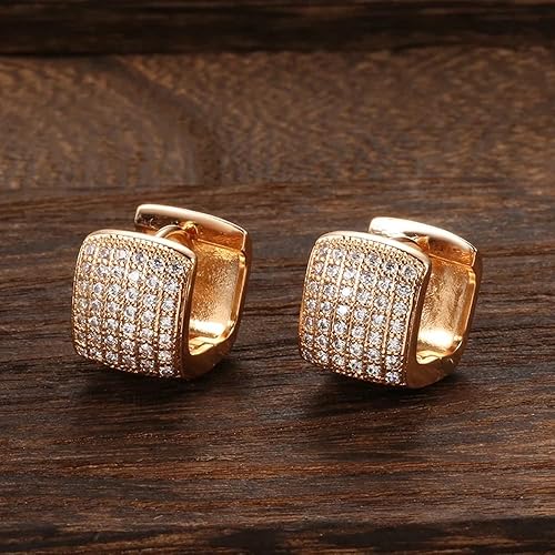 LukGud 18k Rose Gold Plated Latest Fancy Stylish Copper Zircon Bali Earrings for Women and Girls