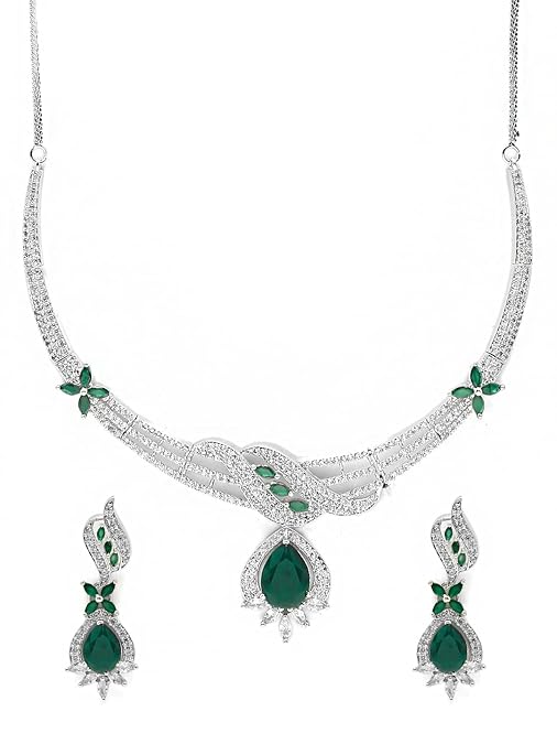 LukGud Women and Girls American Diamond Jewellery Set