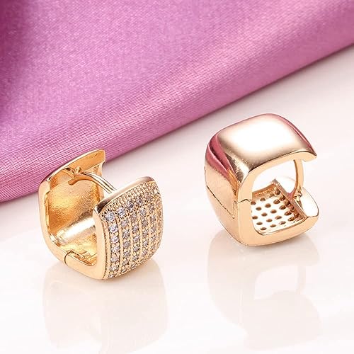 LukGud 18k Rose Gold Plated Latest Fancy Stylish Copper Zircon Bali Earrings for Women and Girls