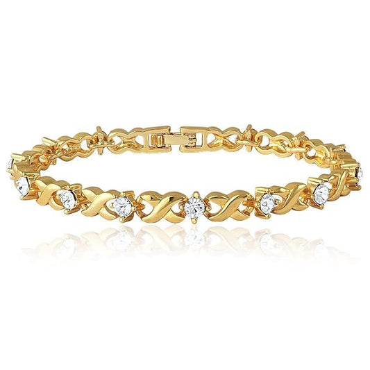 LukGud Gold Plated Twist & Shine Bracelet o fAlloy With Crystal For Women