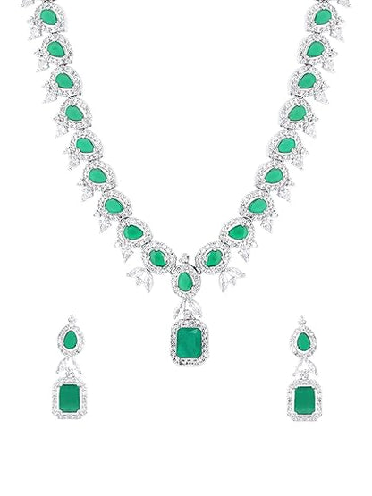 LukGud Rosegold Rhodium Plated AD Necklace Set for Women | Birthday Gift for Girls & Women