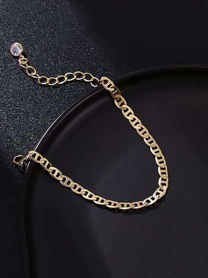 LuKGud Anklet for Women Multi-Layered and Gold-Plated Fashionable Chain Designed Anklets for women and Girls